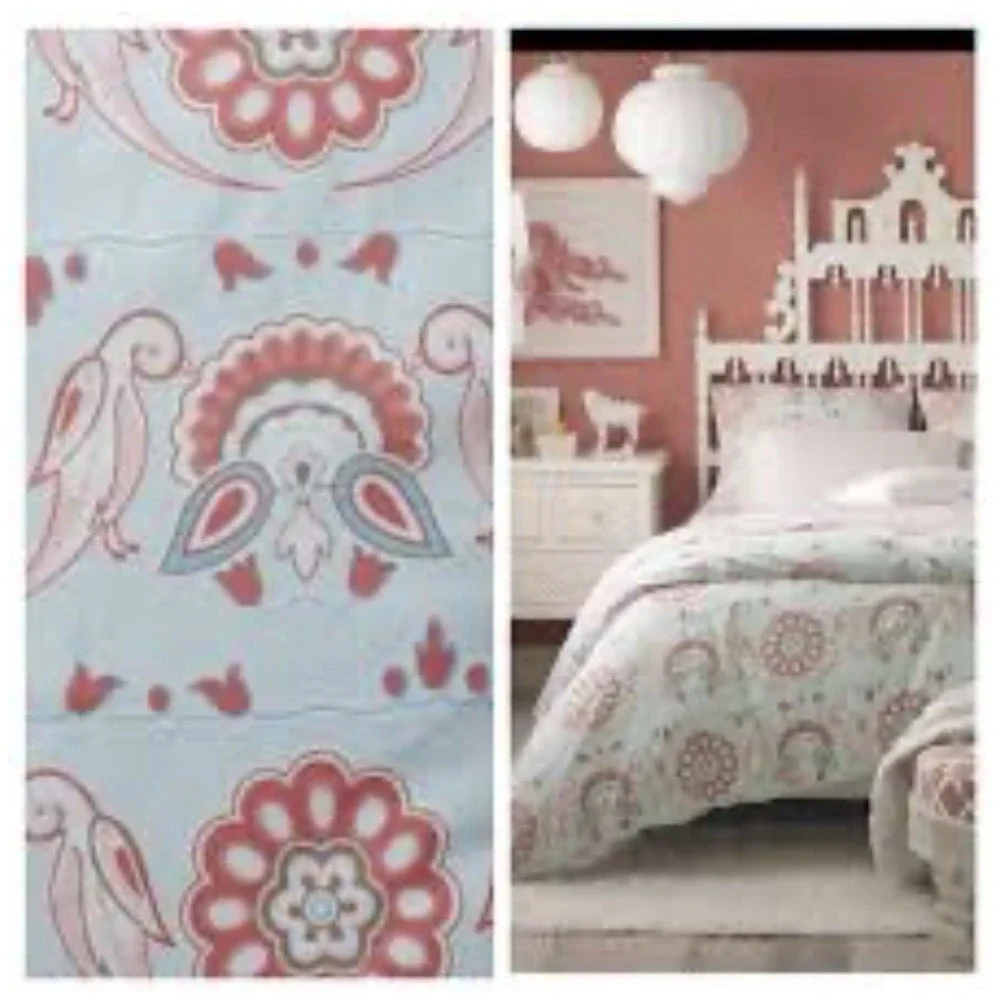Serena & Lily Annabel Duvet Cover Only painterly bird and floral pattern Twin